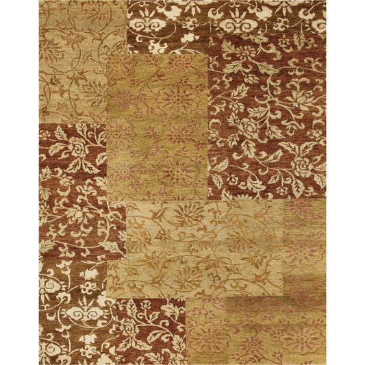 Qing Eclectic Patchwork Rug - 5036063F by Feizy in gold, brown. Made from wool, viscose in a unique style.