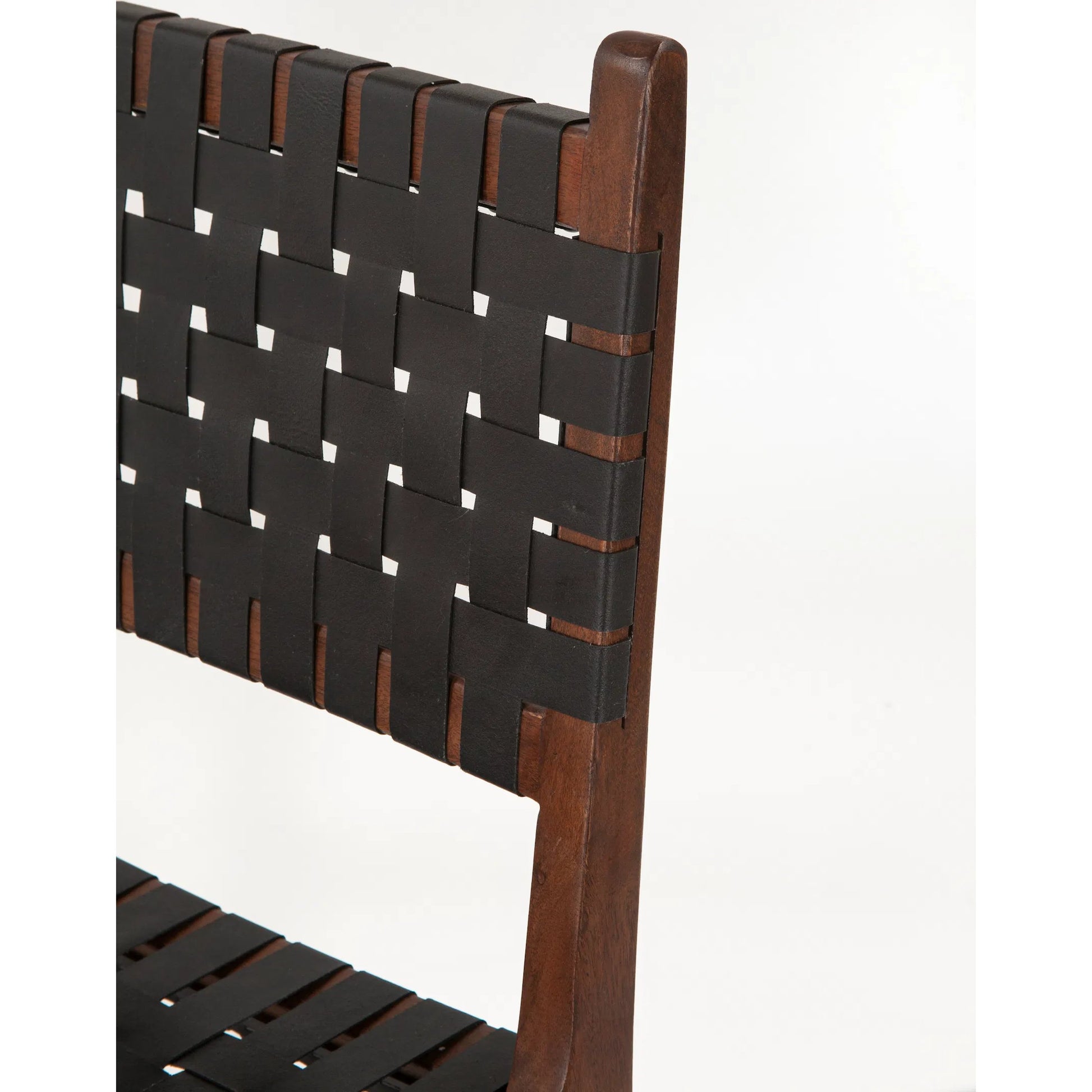 Lisbon Dining Chair by World Interiors in black, royal brown. Made from mango wood, leather in a coastal style.