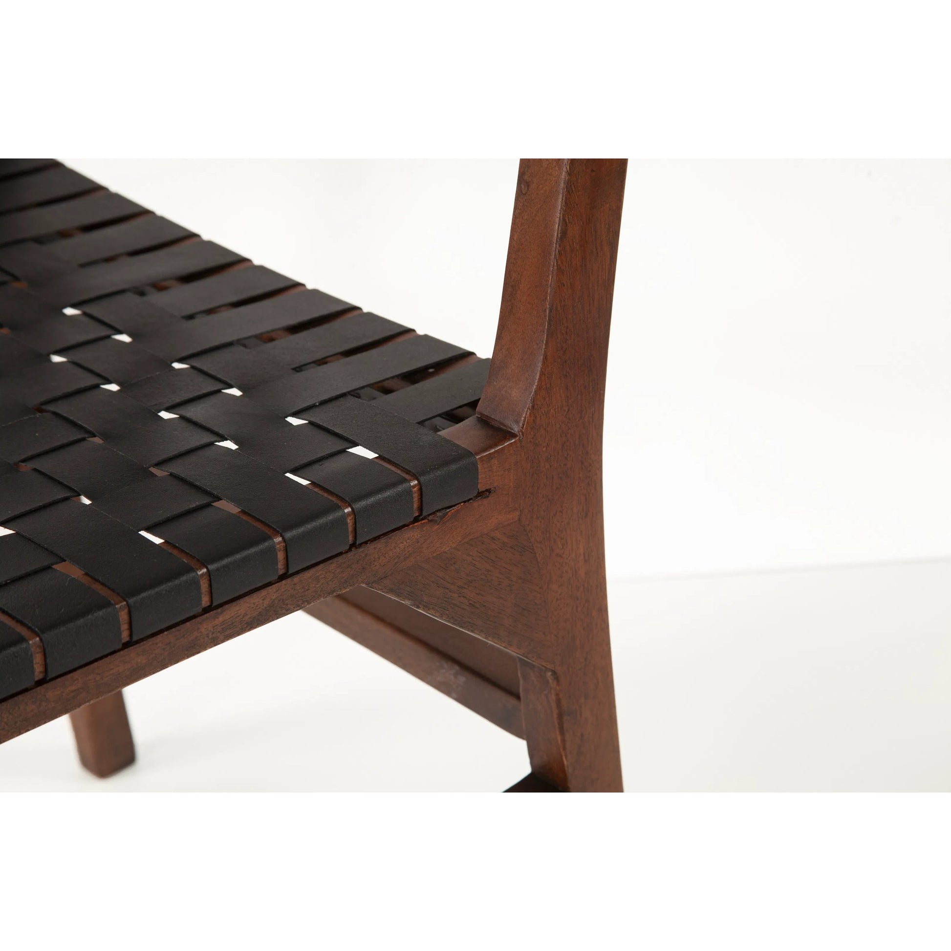 Lisbon Dining Chair by World Interiors in black, royal brown. Made from mango wood, leather in a coastal style.