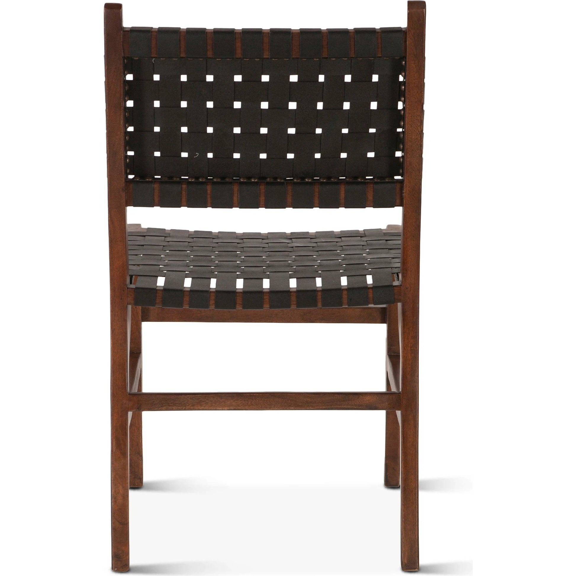 Lisbon Dining Chair by World Interiors in black, royal brown. Made from mango wood, leather in a coastal style.