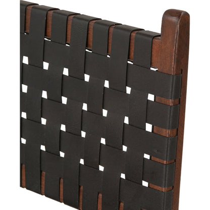 Lisbon Dining Chair by World Interiors in black, royal brown. Made from mango wood, leather in a coastal style.