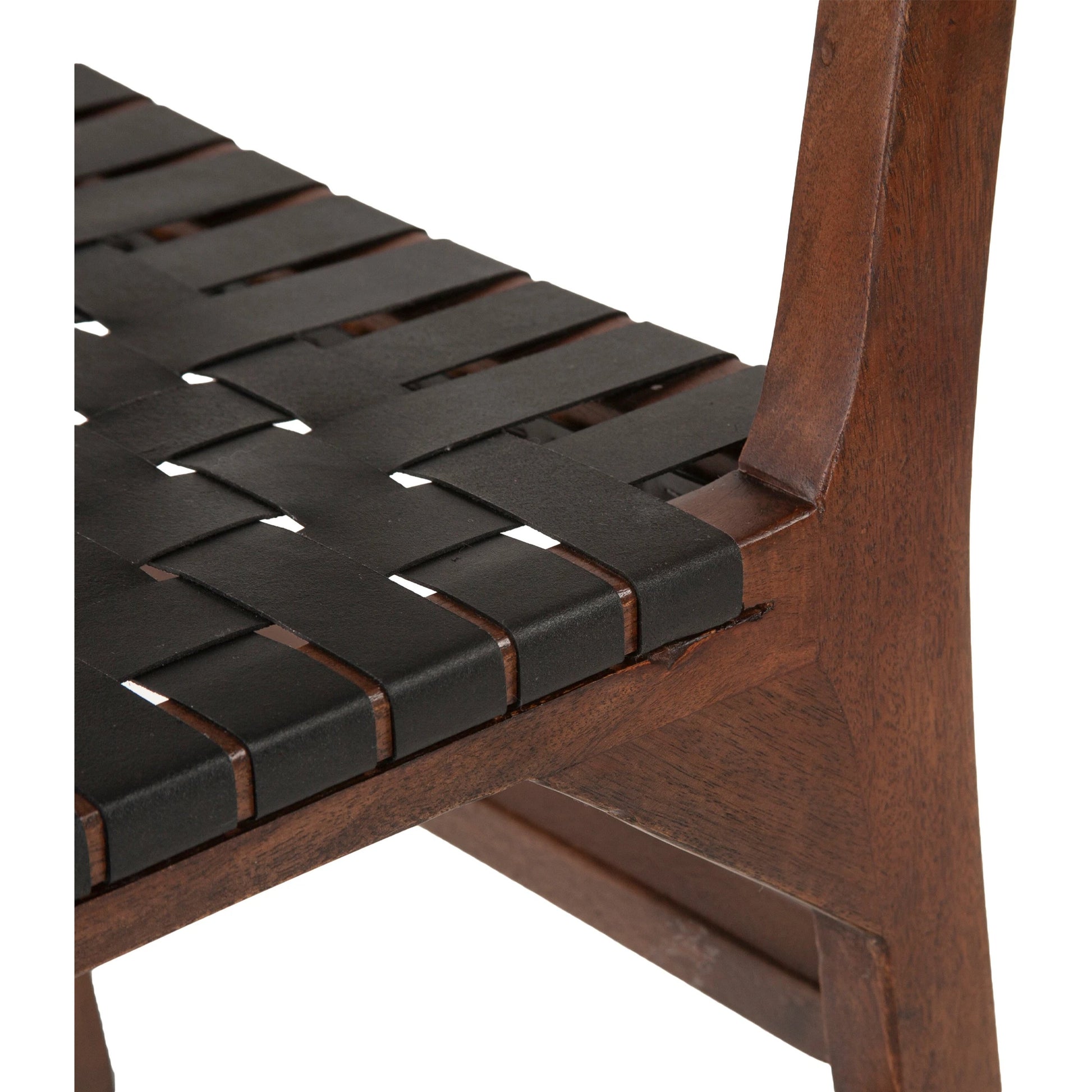 Lisbon Dining Chair by World Interiors in black, royal brown. Made from mango wood, leather in a coastal style.