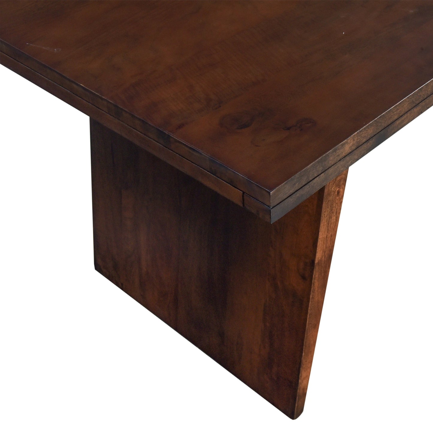 002 SI-2065561 | Closeup | Lisbon Dining Table 84" by World Interiors in royal brown. Made from mango wood in a modern style.