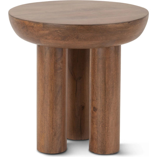 Noto 20" Side Table by World Interiors in brown and acorn brown. Made from acacia wood in a unique style.