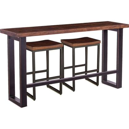 Amici Sofa Back Table by World Interiors in brown and walnut, antique zinc. Made from acacia wood, iron in a modern style.