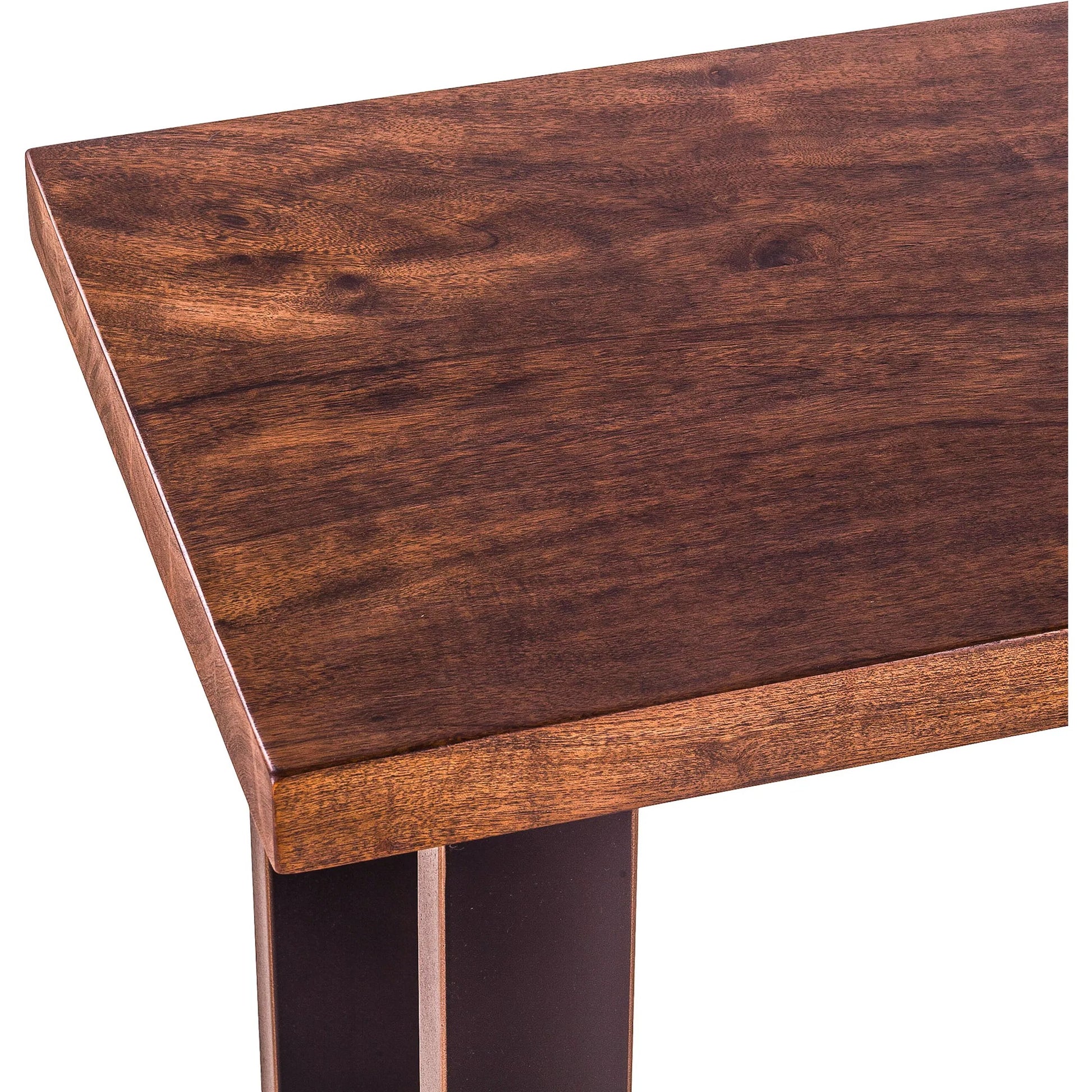 Amici Sofa Back Table by World Interiors in brown and walnut, antique zinc. Made from acacia wood, iron in a modern style.