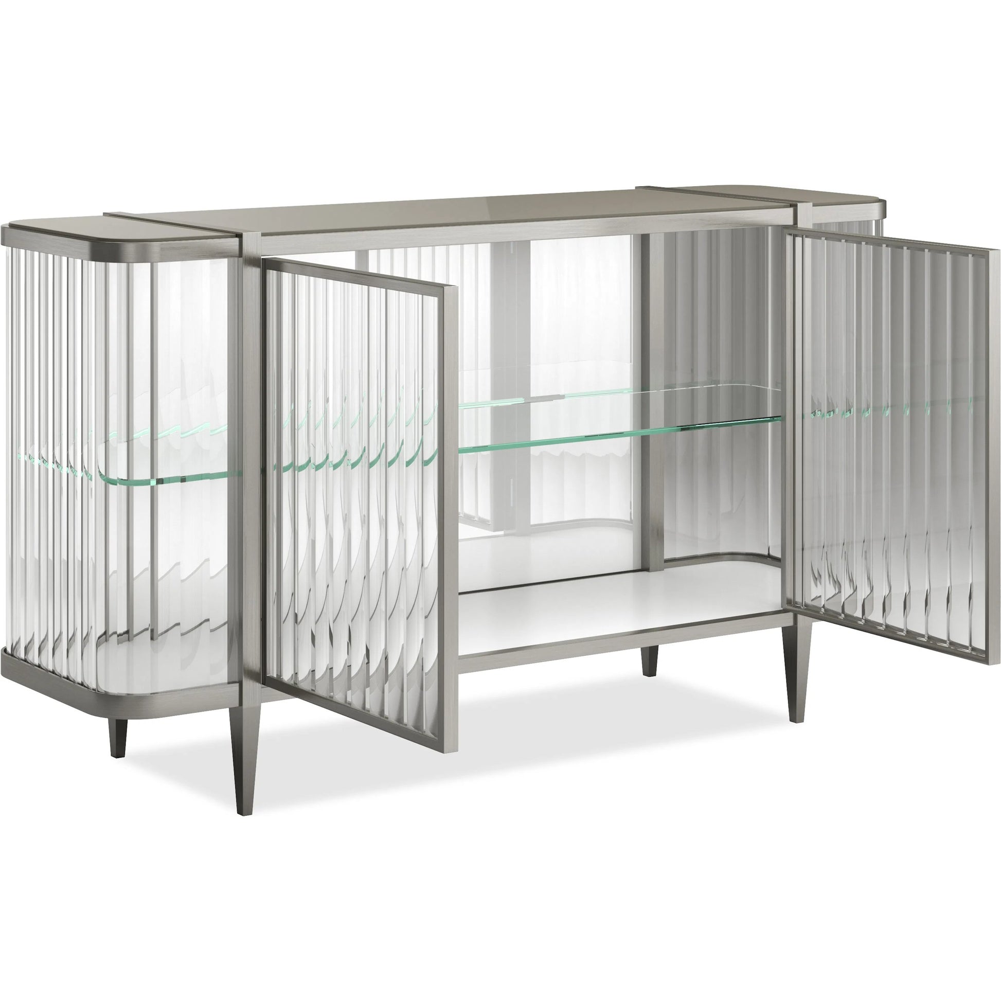 Stop and Stare Console by Caracole. Made from metal, glass, acrylic in a unique style.