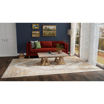 Percy Transitional Rug - 39ANF by Feizy in ivory, orange, brown. Made from polyester in a unique style.