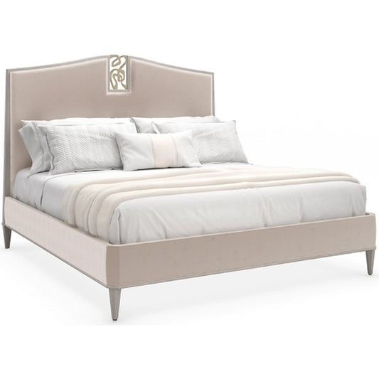 Crescendo Upholstered Queen Bed by Caracole in camel. Made from birch in a unique style.
