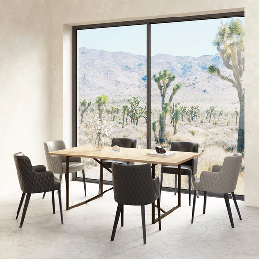 Sierra Dining Table by Moe's Home Collection in sierra. Made from solid reclaimed pine wood, pine wood, metal base in a modern style.