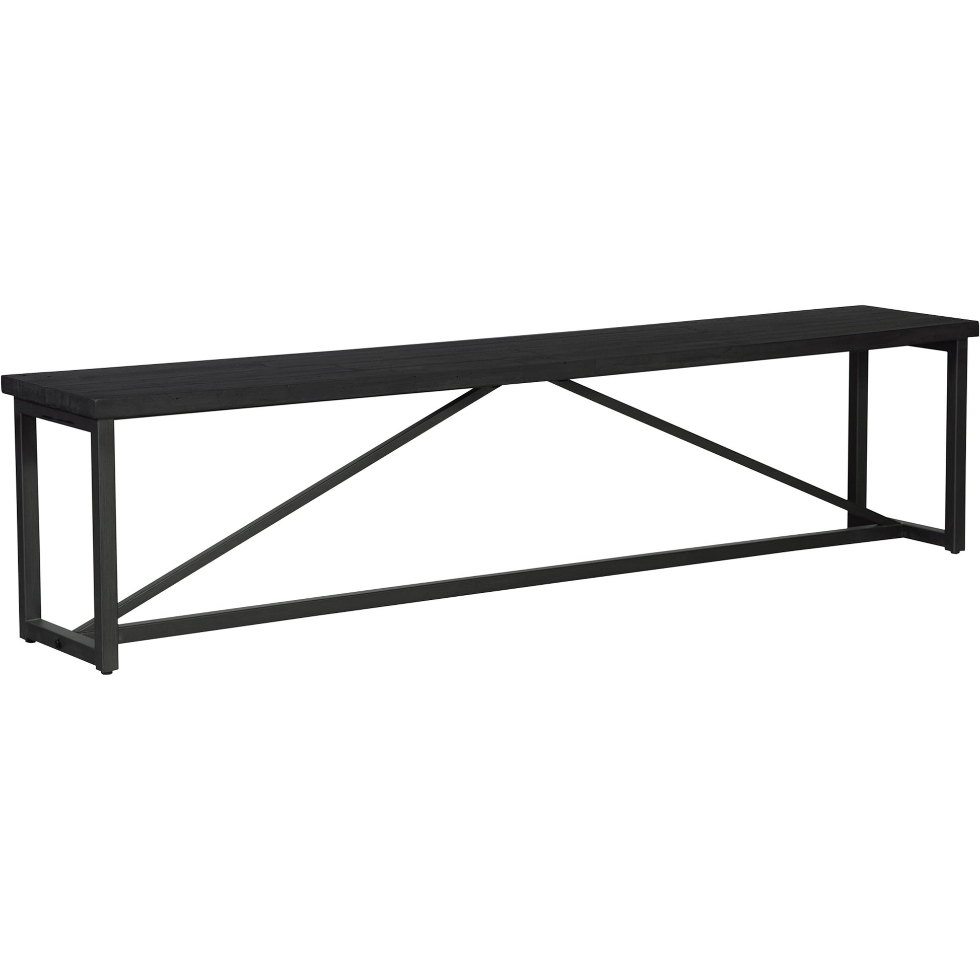 Sierra Bench by Moe's Home Collection in black. Made from new pine tabletop frame with reclaimed pine tabletop boards, stainless steel base in a modern style.