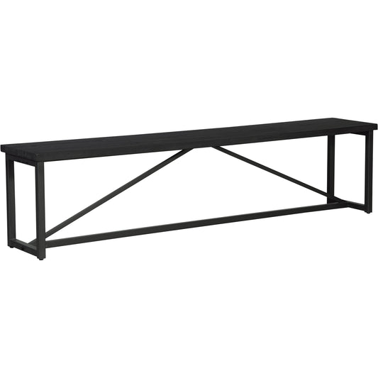 Sierra Bench by Moe's Home Collection in black. Made from new pine tabletop frame with reclaimed pine tabletop boards, stainless steel base in a modern style.