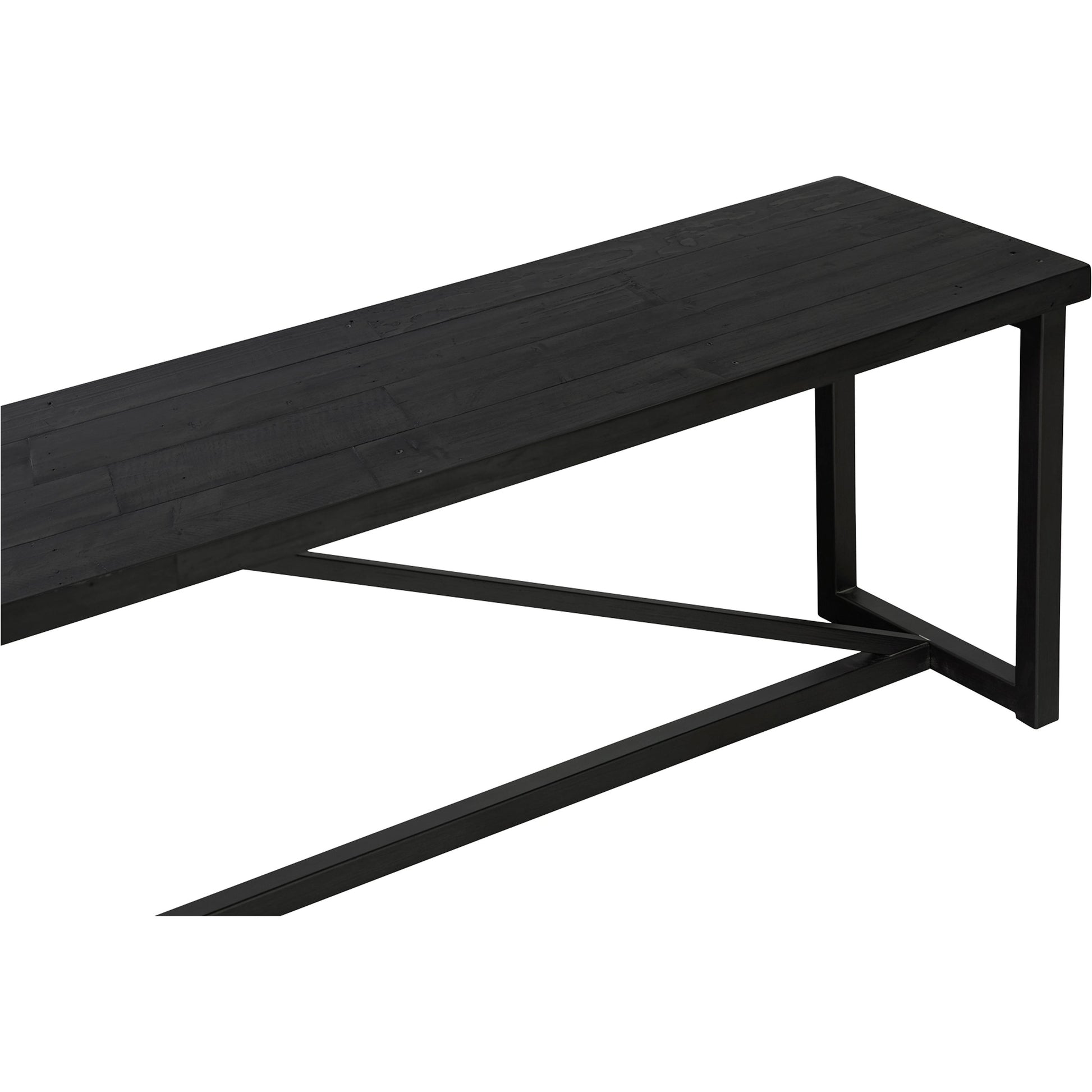 Sierra Bench by Moe's Home Collection in black. Made from new pine tabletop frame with reclaimed pine tabletop boards, stainless steel base in a modern style.