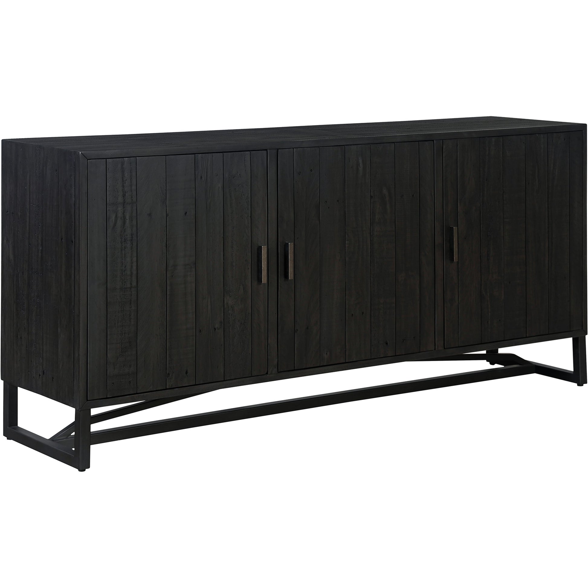 Sierra Sideboard by Moe's Home Collection in black. Made from new pine frame with reclaimed pine face boards, stainless steel base in a modern style.