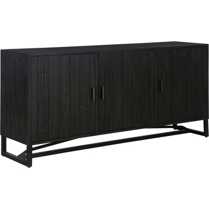 Sierra Sideboard by Moe's Home Collection in black. Made from new pine frame with reclaimed pine face boards, stainless steel base in a modern style.