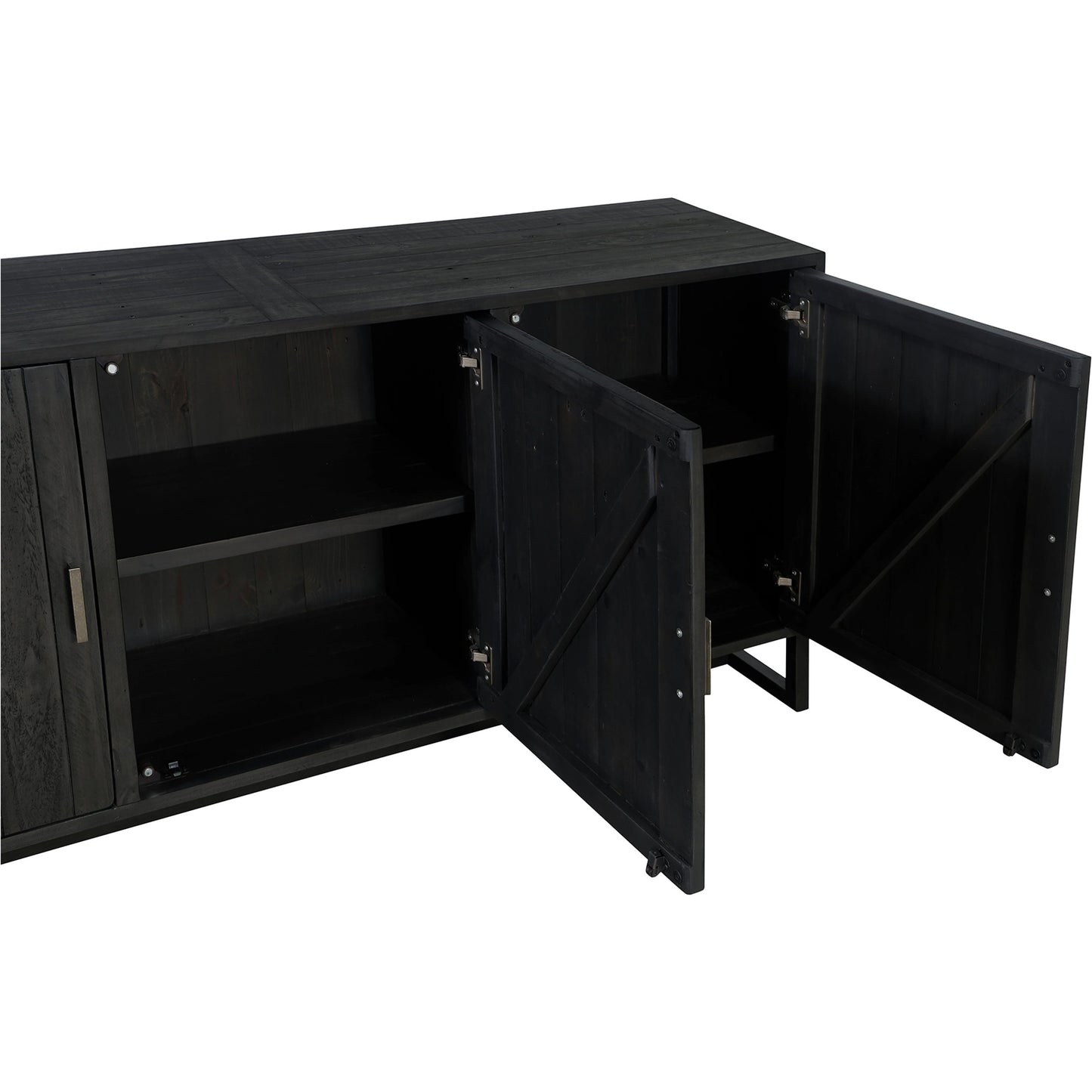 006 SI-1985440 | Additional Silo | Sierra Sideboard by Moe's Home Collection in black. Made from new pine frame with reclaimed pine face boards, stainless steel base in a modern style.