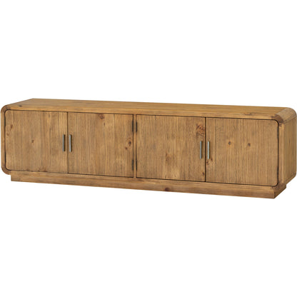 Monterey Media Cabinet Rustic Blonde by Moe's Home Collection in rustic blonde. Made from solid pine, plywood shelves, bottom panels in a unique style.