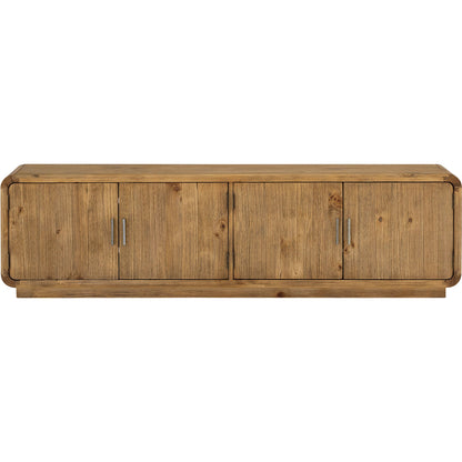 Monterey Media Cabinet Rustic Blonde by Moe's Home Collection in rustic blonde. Made from solid pine, plywood shelves, bottom panels in a unique style.