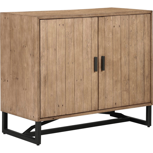 Sierra 2 Door Cabinet by Moe's Home Collection. Made from new pine frame with reclaimed pine face boards, stainless steel base in a modern style.