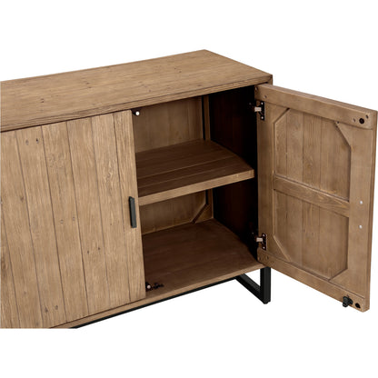 Sierra 2 Door Cabinet by Moe's Home Collection. Made from new pine frame with reclaimed pine face boards, stainless steel base in a modern style.