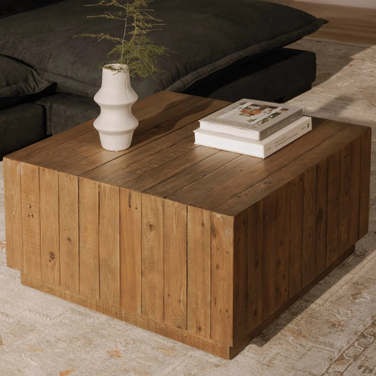 Jasper Coffee Table by Moe's Home Collection in brown. Made from reclaimed pine in a transitional style.