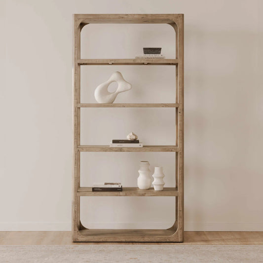 Abbott Bookshelf by Moe's Home Collection in brown. Made from pine wood in a transitional style.