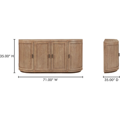 Nicola Sideboard by Moe's Home Collection. Made from reclaimed pine, plywood in a modern style.