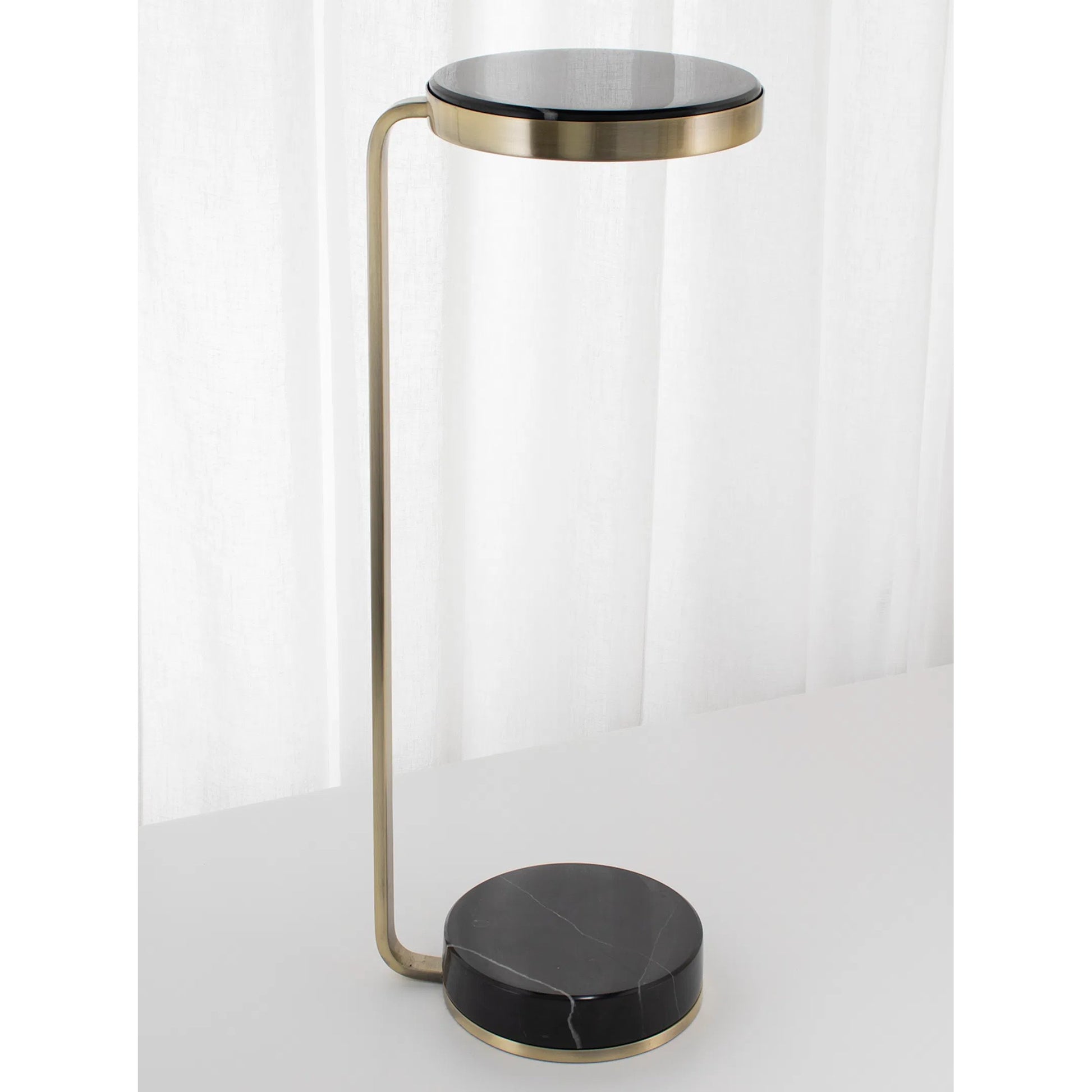Frank Drink Table by Couture Lamps in black marble and metal. Made from marble, metal in a modern style.