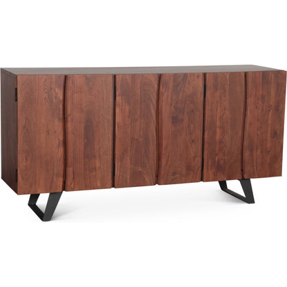 Yarrow Sideboard by World Interiors in brown, black and light seqouia. Made from acacia wood, iron in a unique style.