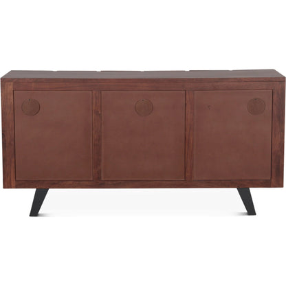 Yarrow Sideboard by World Interiors in brown, black and light seqouia. Made from acacia wood, iron in a unique style.