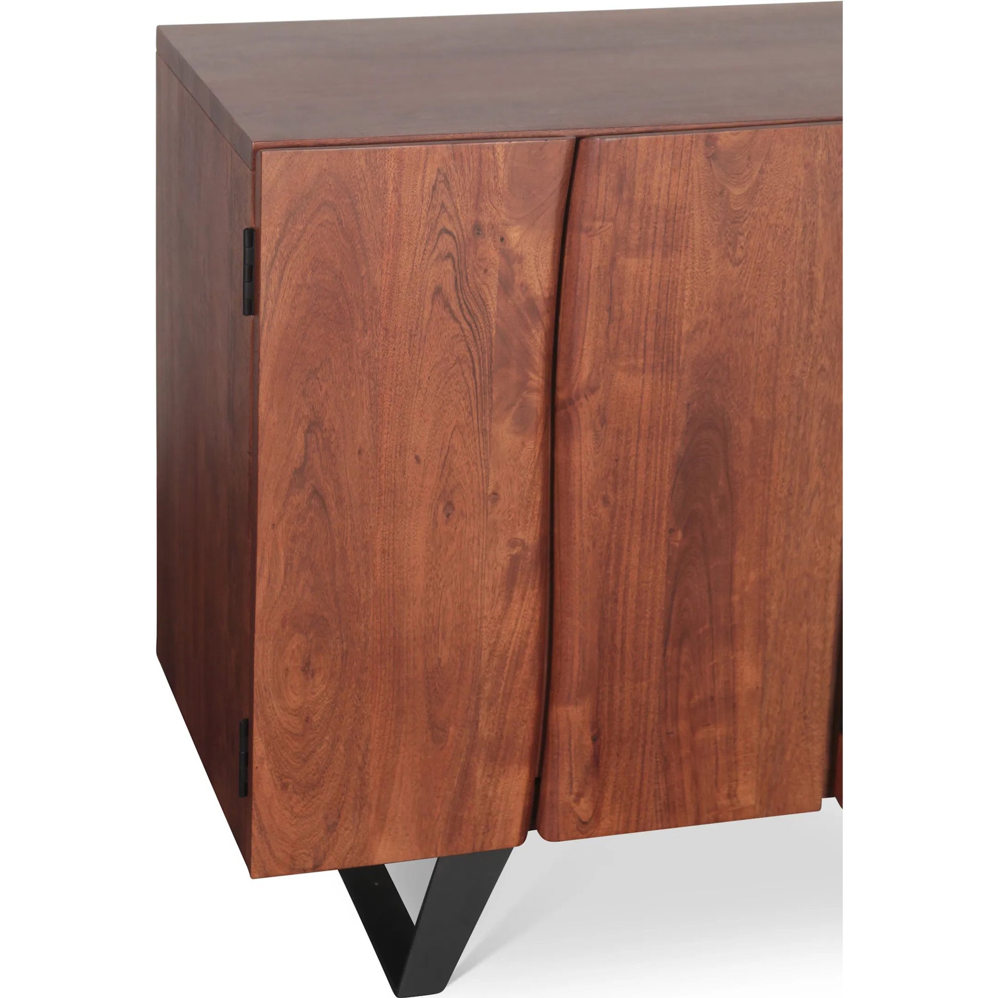 Yarrow Sideboard by World Interiors in brown, black and light seqouia. Made from acacia wood, iron in a unique style.
