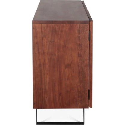 Yarrow Sideboard by World Interiors in brown, black and light seqouia. Made from acacia wood, iron in a unique style.