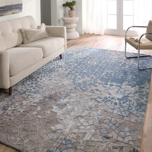 Fragment FRG11 Rug by Jaipur Living in blue, gray. Made from 65% viscose 35% wool in a unique style.