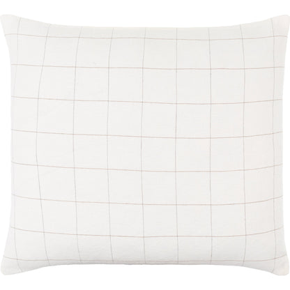 Farida Pillow - 481775 by Surya in off-white, ivory, light silver. Made from front: 55% cotton, 45% linen, back: 55% linen, 45% cotton in a modern style.