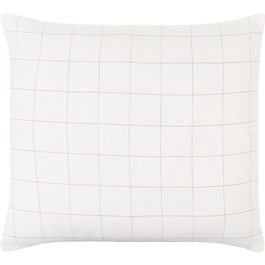 Farida Pillow - 481775 by Surya in off-white, ivory, light silver. Made from front: 55% cotton, 45% linen, back: 55% linen, 45% cotton in a modern style.