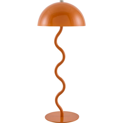 Toricella Wavy Accent Table Lamp by Livabliss in body: orange; base: orange and hand paintedhand painted. Made from iron in a eclectic & global style.