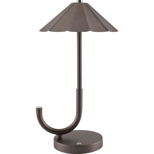 Furnas Umbrella Accent Table Lamp by Livabliss in body: brown; base: brown and hand painted. Made from iron in a unique style.