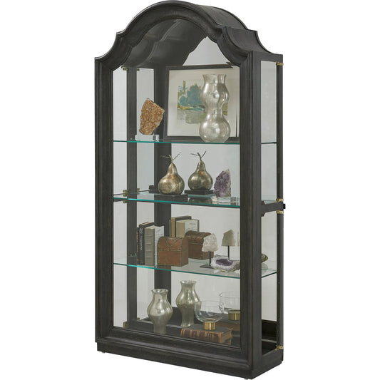Traditional Side Entry Curio by Pulaski Furniture in dark brown. Made from oak wood veneers in a unique style.