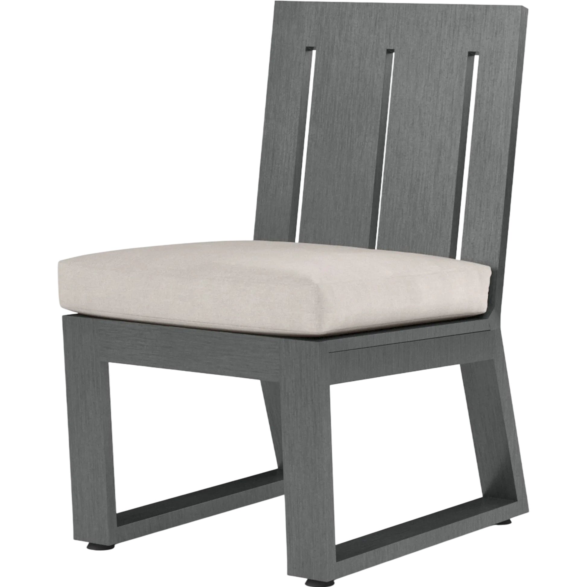 Redondo Outdoor Armless Dining Chair by Sunset West in grays. Made from aluminum in a modern style.