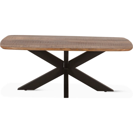 Santa Margherita 46" Coffee Table by World Interiors in tan and matte black. Made from mango wood reclaimed iron in a unique style.