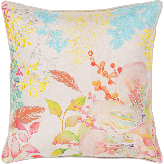 Florissant Pillow - 35748 by Surya in purple, yellow, ice blue, mauve, aqua, lilac. Made from 100% polyester in a modern style.