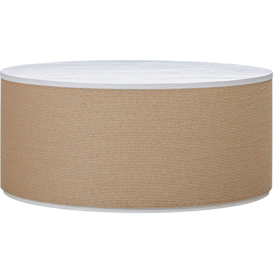 Fresco Coffee Table by LH Imports in brown, white and white. Made from solid mindi wood, natural paper cord, mdf in a unique style.