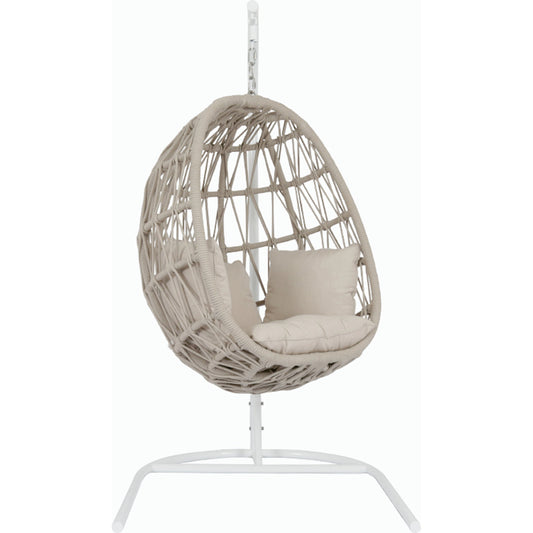 Dana Outdoor Rope Hanging Club Chair by Sunset West in natural. Made from olefin rope in a coastal style.