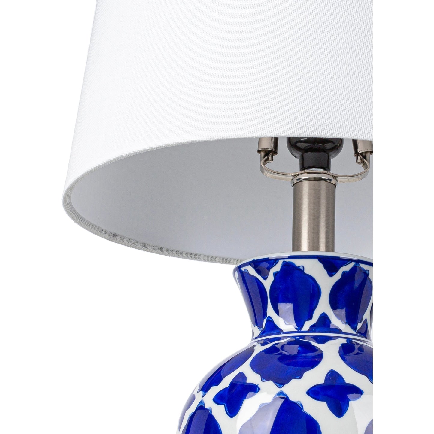 005 SI-1882095 | Closeup | Furneaux - 30292 by Livabliss in white, blue and translucentglazedbrushed. Made from linen, polyester, ceramic, crystal, metal in a eclectic & global style.
