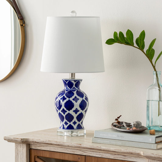 Furneaux - 30292 by Livabliss in white, blue and translucentglazedbrushed. Made from linen, polyester, ceramic, crystal, metal in a eclectic & global style.
