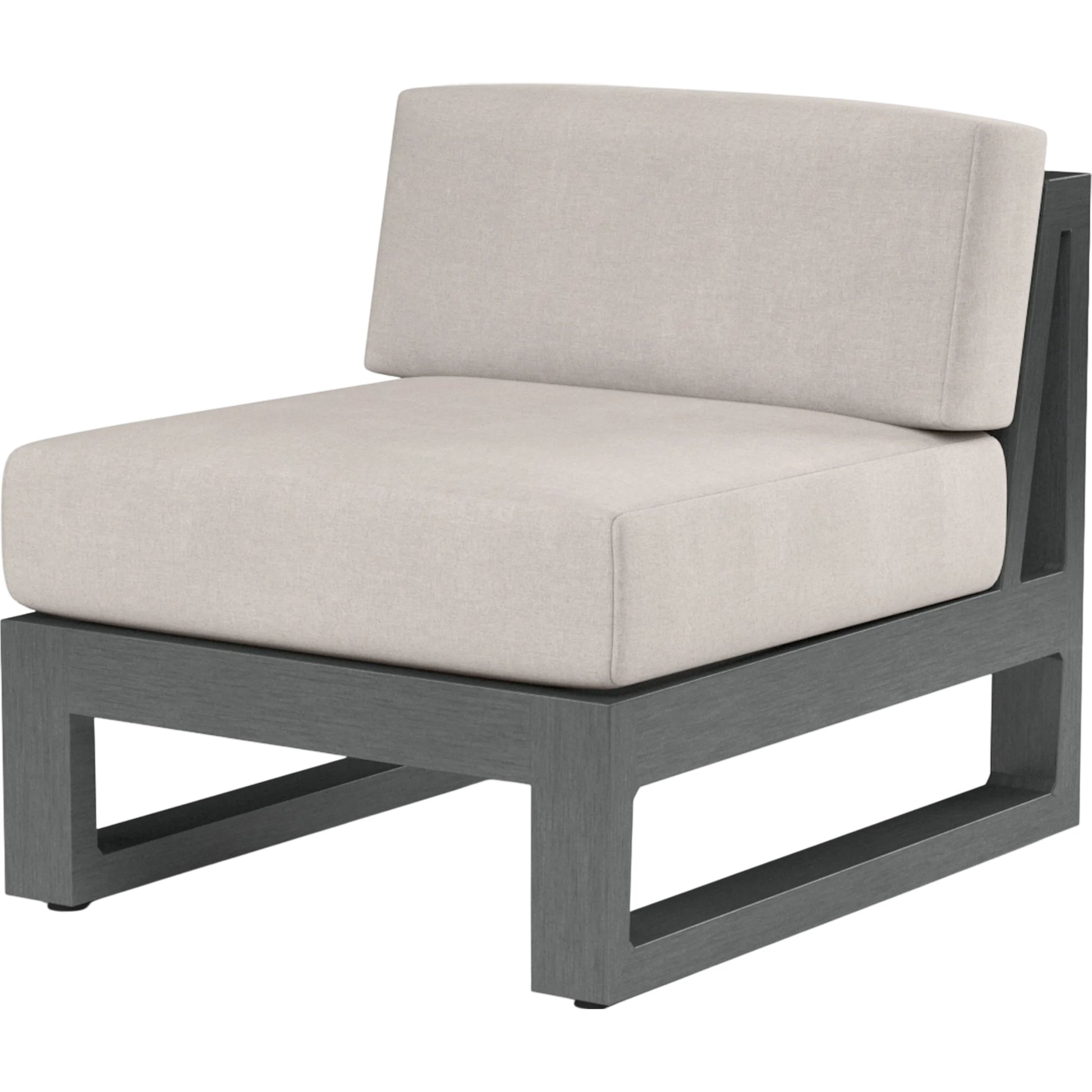 Redondo Outdoor Armless Club by Sunset West in grays. Made from aluminum in a modern style.