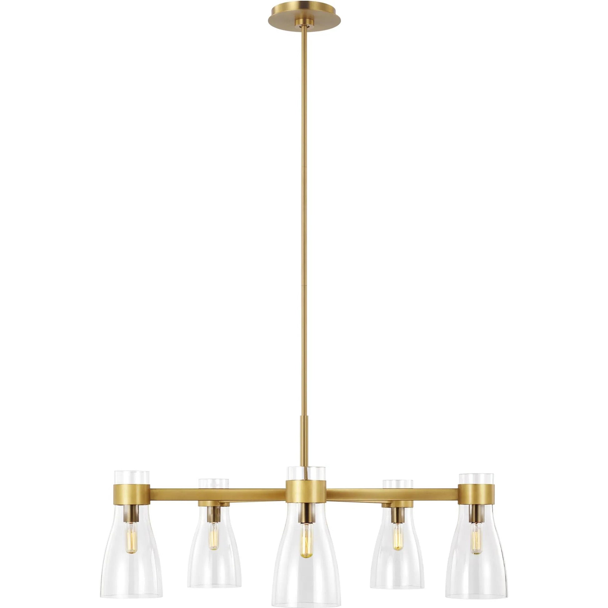 Moritz Five Light Chandelier by Visual Comfort & Co. in burnished brass. Made from steel in a unique style.