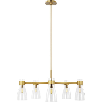 Moritz Five Light Chandelier by Visual Comfort & Co. in burnished brass. Made from steel in a unique style.
