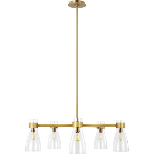 Moritz Five Light Chandelier by Visual Comfort & Co. in burnished brass. Made from steel in a modern style.