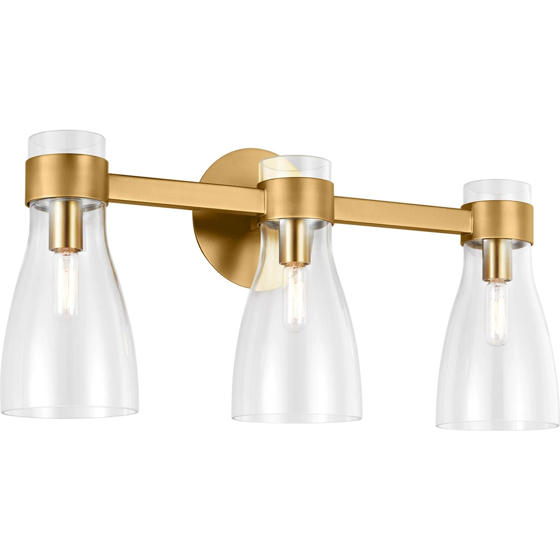 Moritz Three Light Vanity by Visual Comfort & Co. in polished nickel. Made from steel in a modern style.